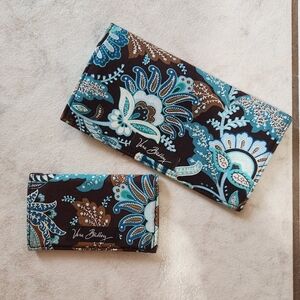 Vera Bradley Java Blue Check Book and Card Holder Set